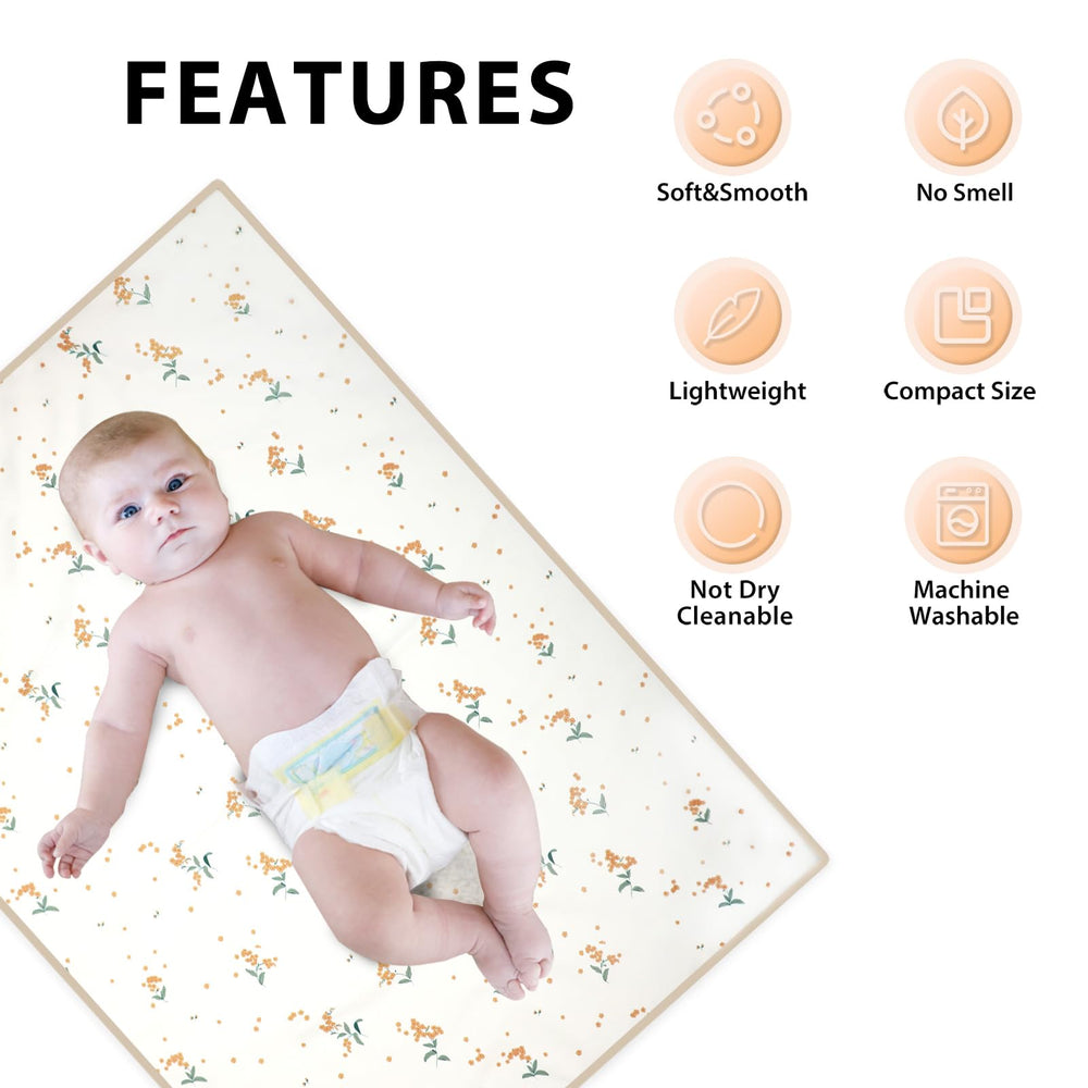 Phoebus Baby portable changing mat in orange floral for on-the-go use.