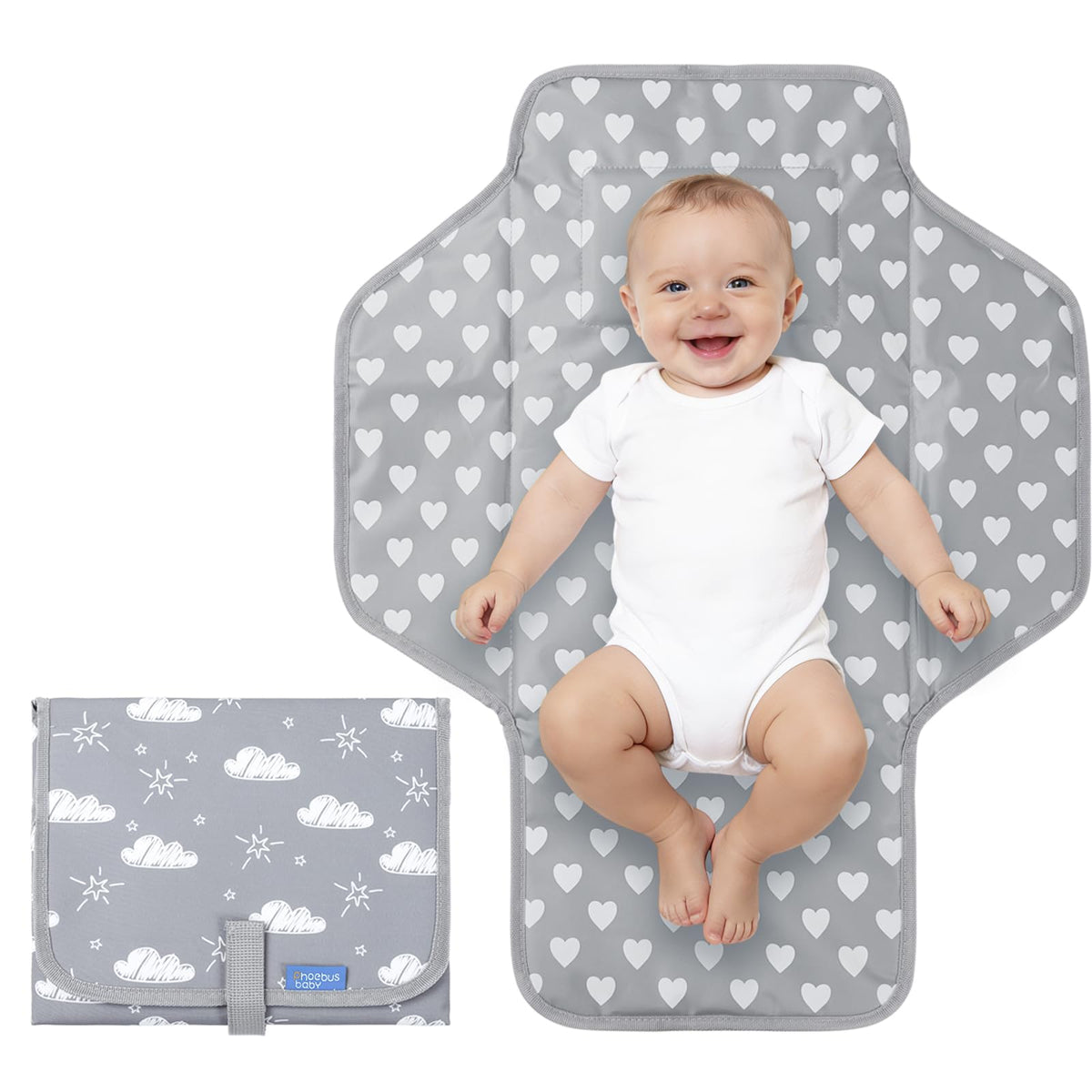 PHOEBUS BABY portable changing pad travel opened for quick diaper changes