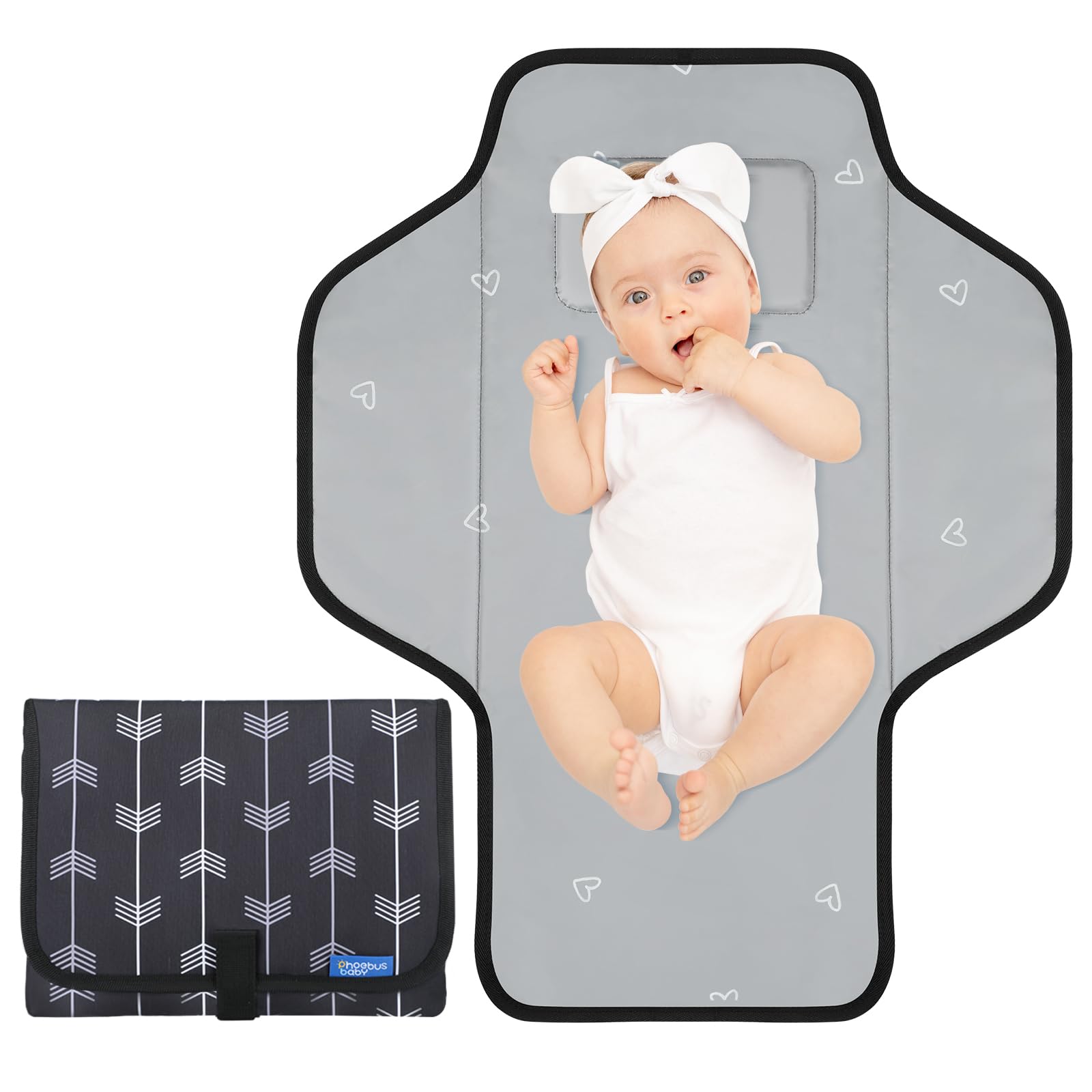 Phoebus Baby portable changing pad travel open for quick cleanups on the go.