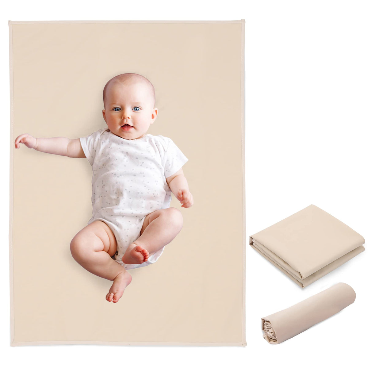 PHOEBUS BABY vegan leather changing mat in apricot flat for quick, clean diaper changes.