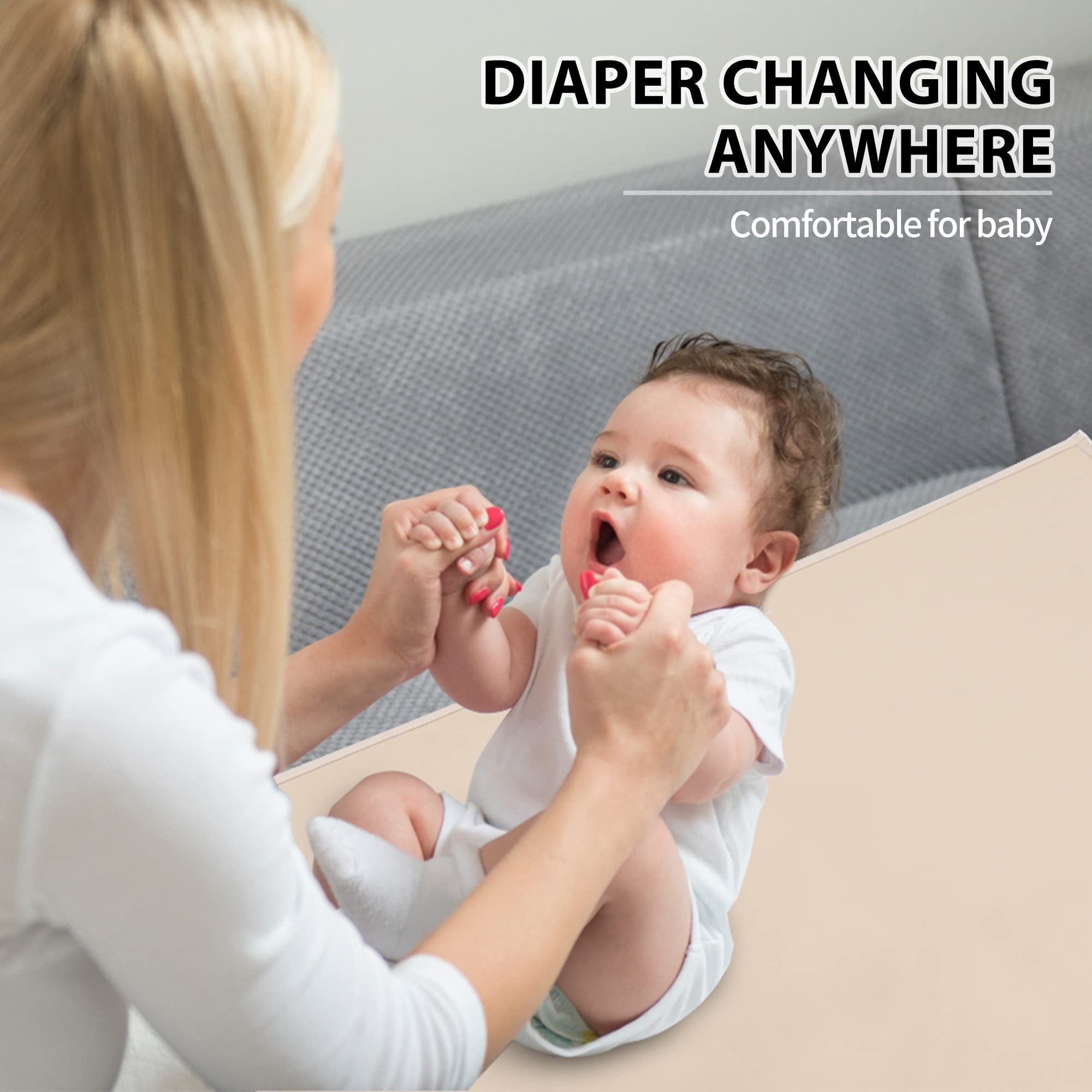 PHOEBUS BABY vegan leather changing mat in car travel setup for hygienic diapering.