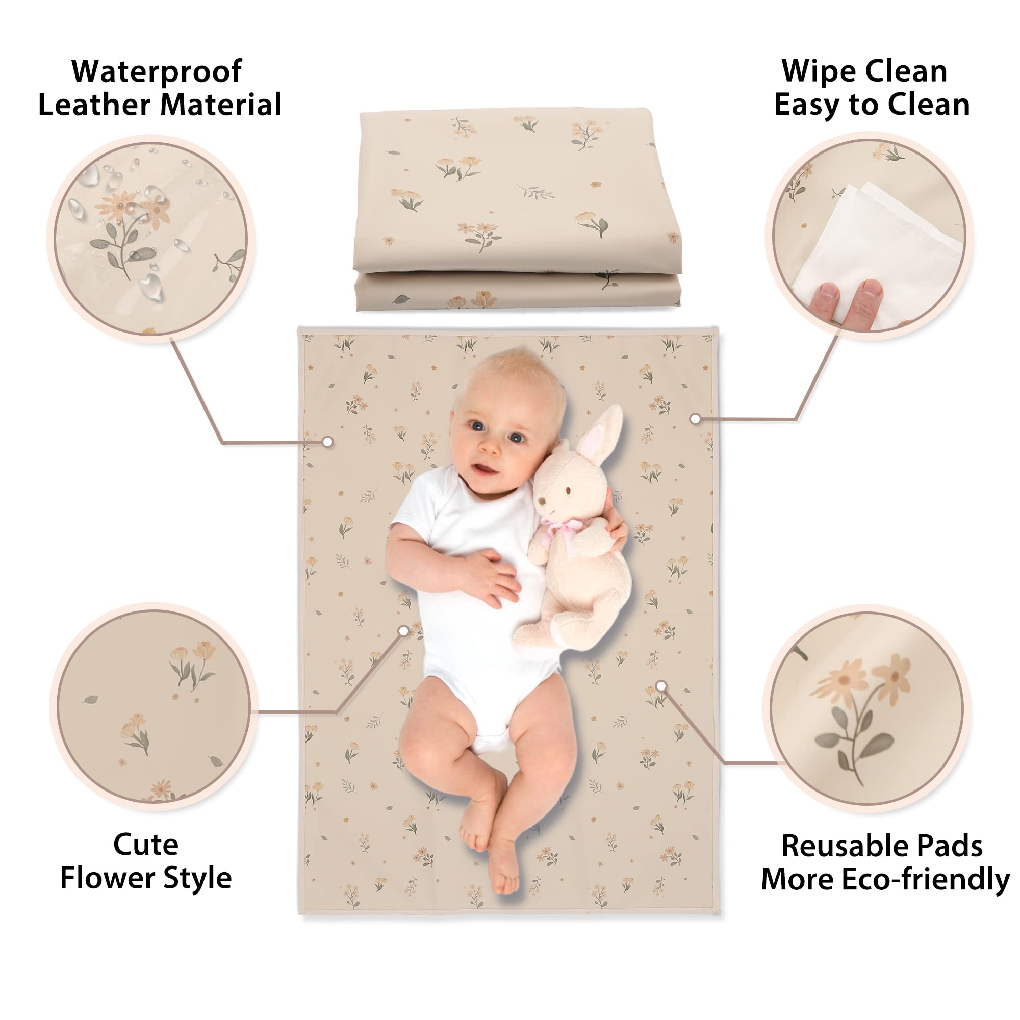 PHOEBUS BABY vegan leather changing mat folded compact for easy stash in diaper bag