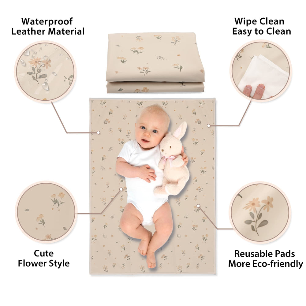 PHOEBUS BABY vegan leather changing mat folded compact for easy stash in diaper bag