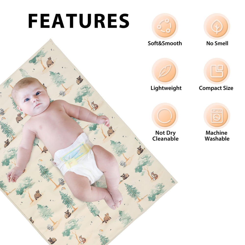 PHOEBUS BABY forest changing mat in stroller for quick changes.