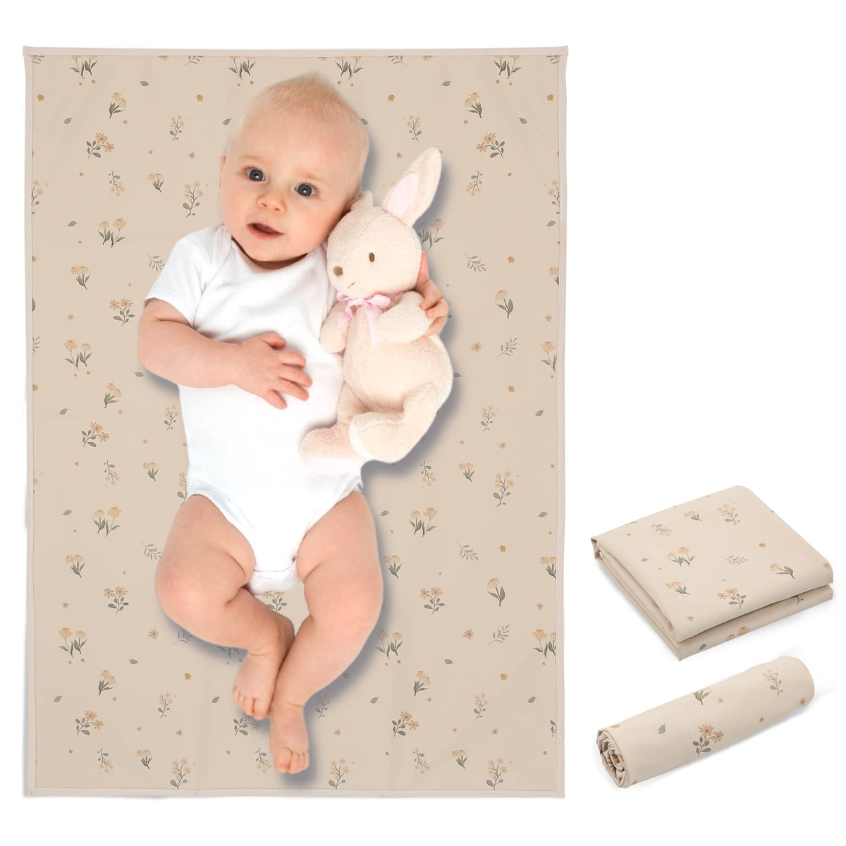 PHOEBUS BABY vegan leather changing mat rolled for travel and quick diaper changes