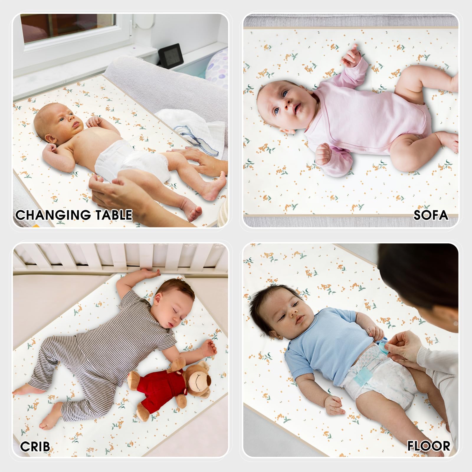 Phoebus Baby wipeable changing mat suitable for bed, stroller, and car.