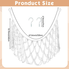 Photect blanket storage hammock in living room neatly holds blankets