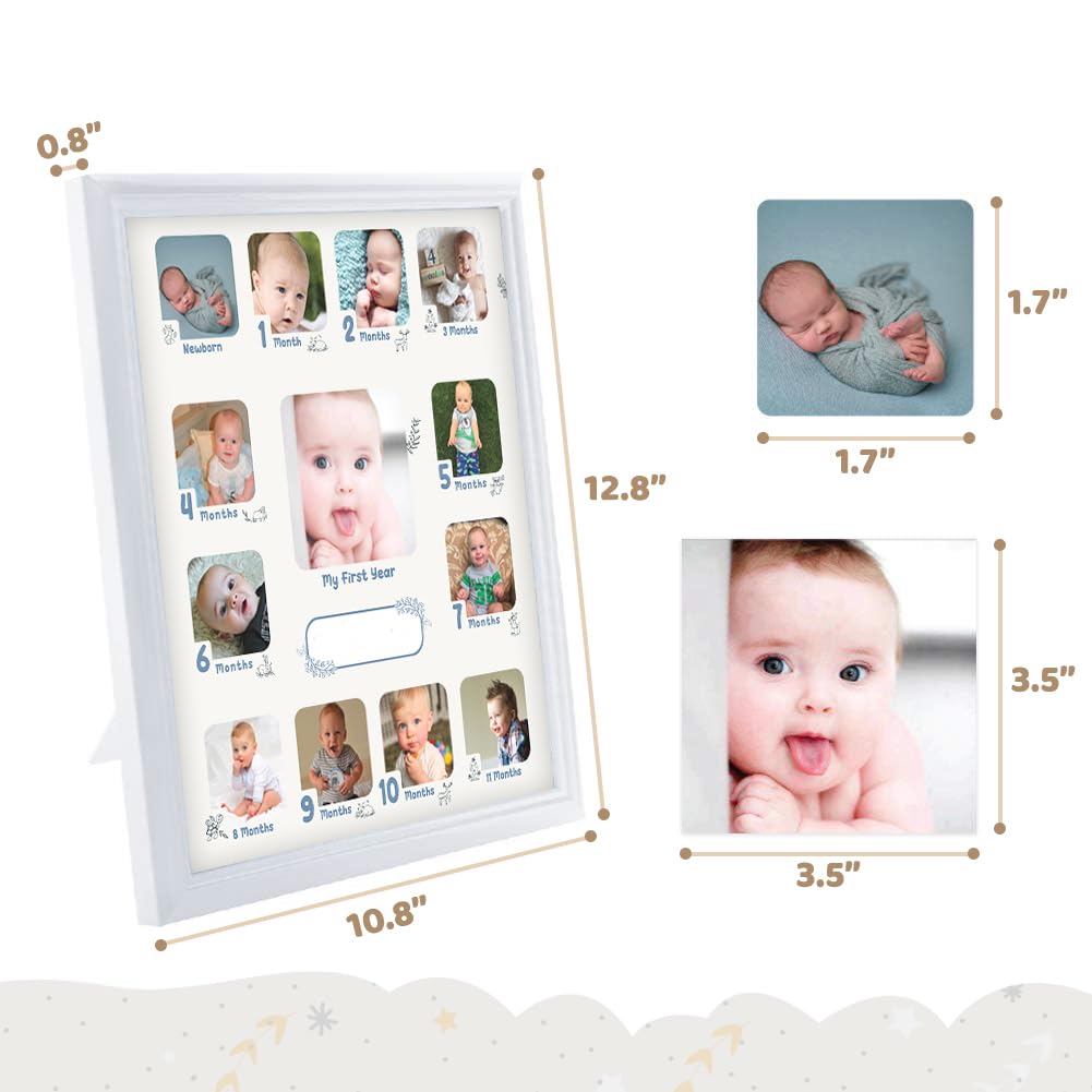 Photo Frame collage newborn to 12 months captures growth in one layout.