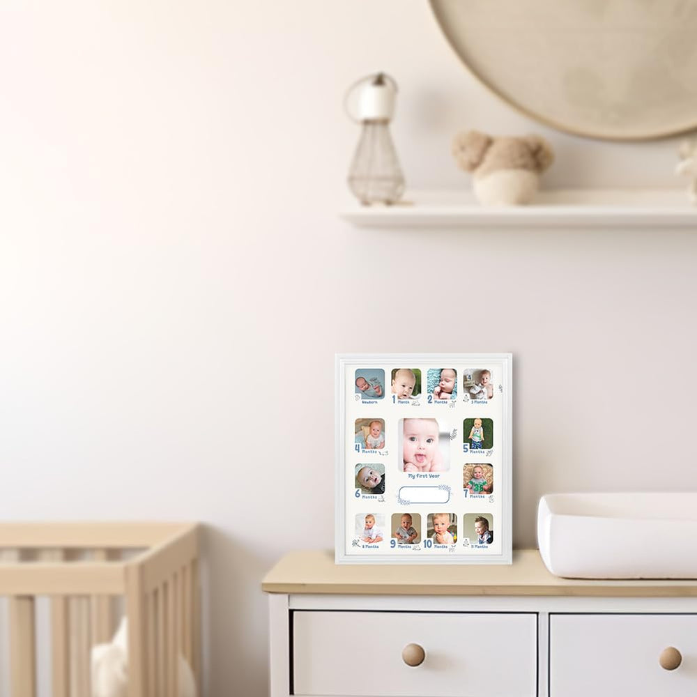 Photo Frame collage white frame detail reveals premium wood and glass.