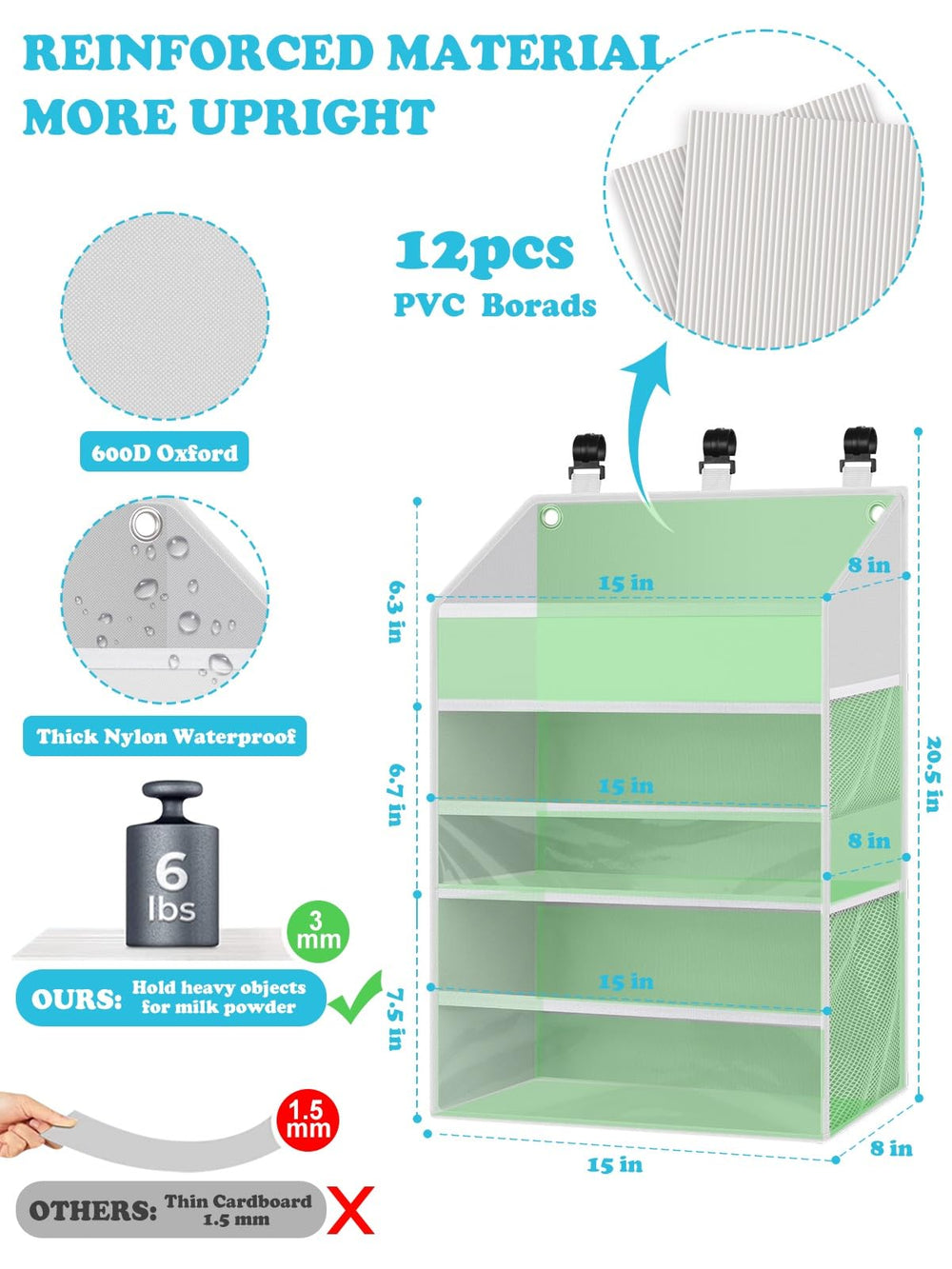 PHOTOONE Diaper Caddy 600D polyester fabric is durable and easy to wipe clean.