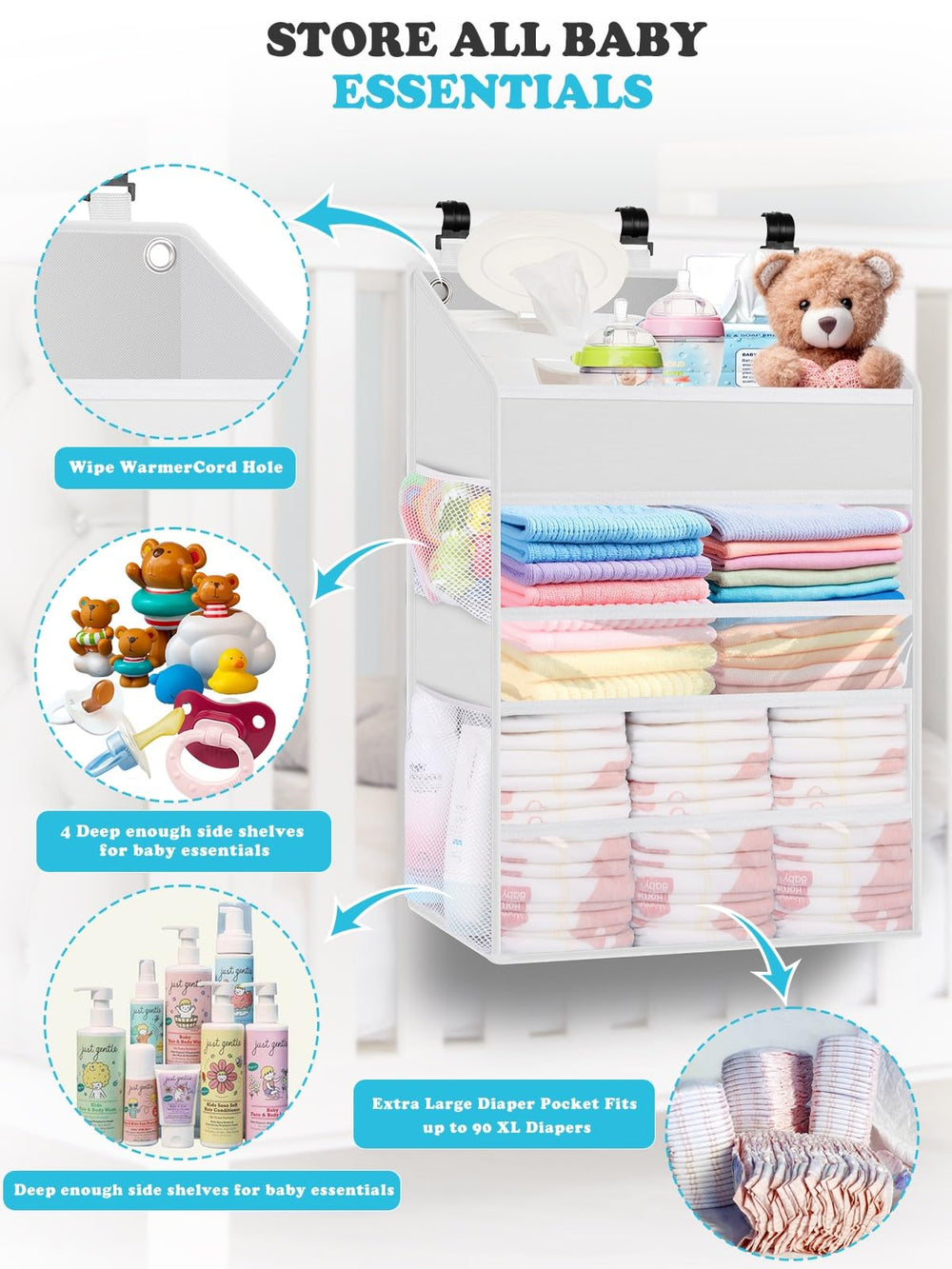 PHOTOONE Diaper Caddy sturdy bottom plate keeps its shape during use.