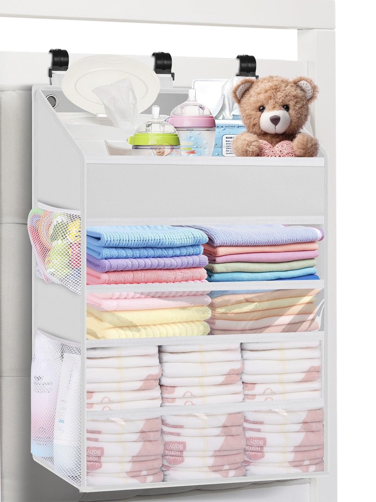 PHOTOONE Hanging Diaper Caddy full diaper storage keeps essentials within reach during changes.