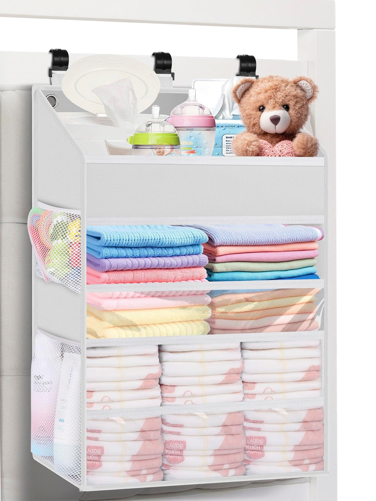PHOTOONE Hanging Diaper Caddy full diaper storage keeps essentials within reach during changes.