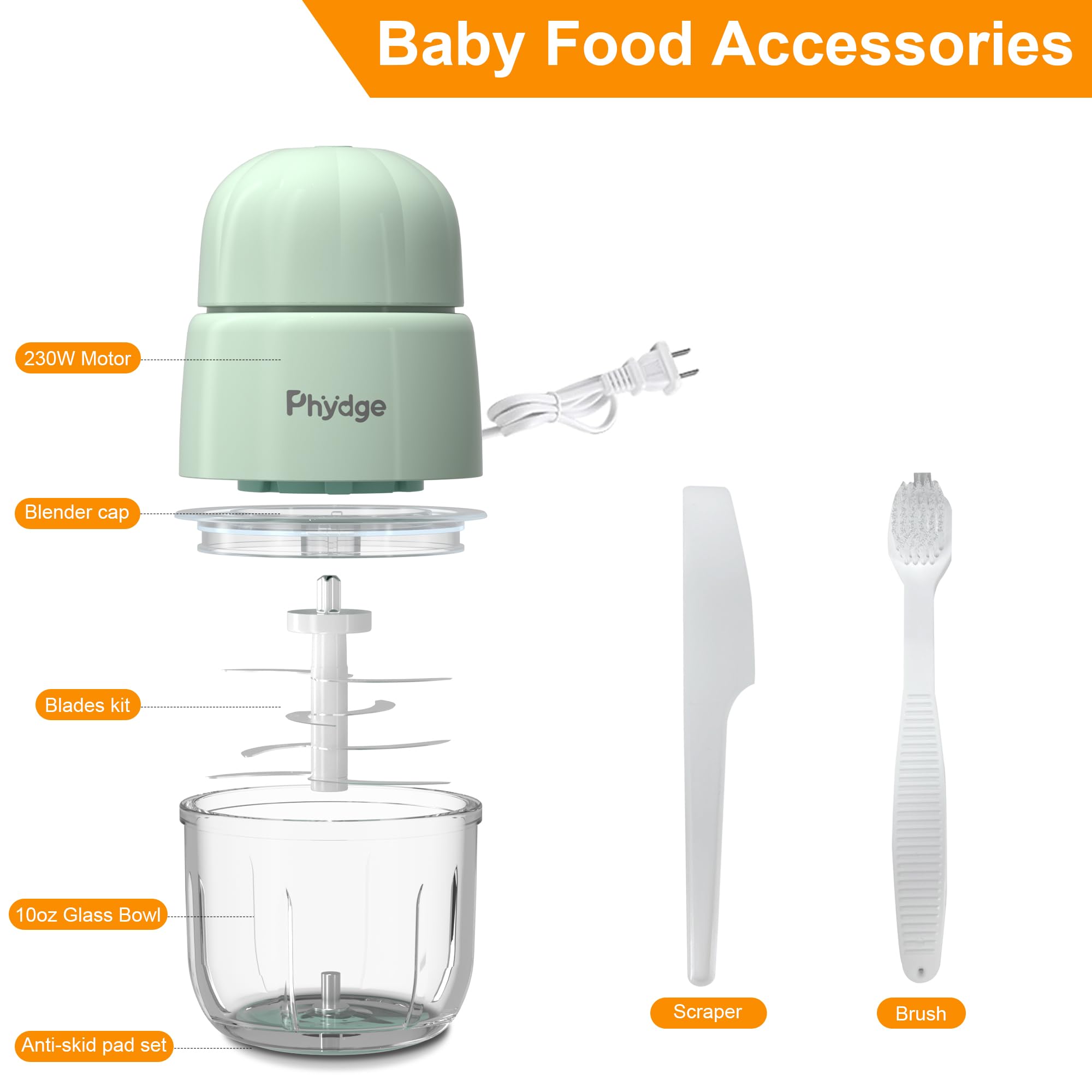 Phydge baby food maker easy-clean design simplifies quick cleanup.