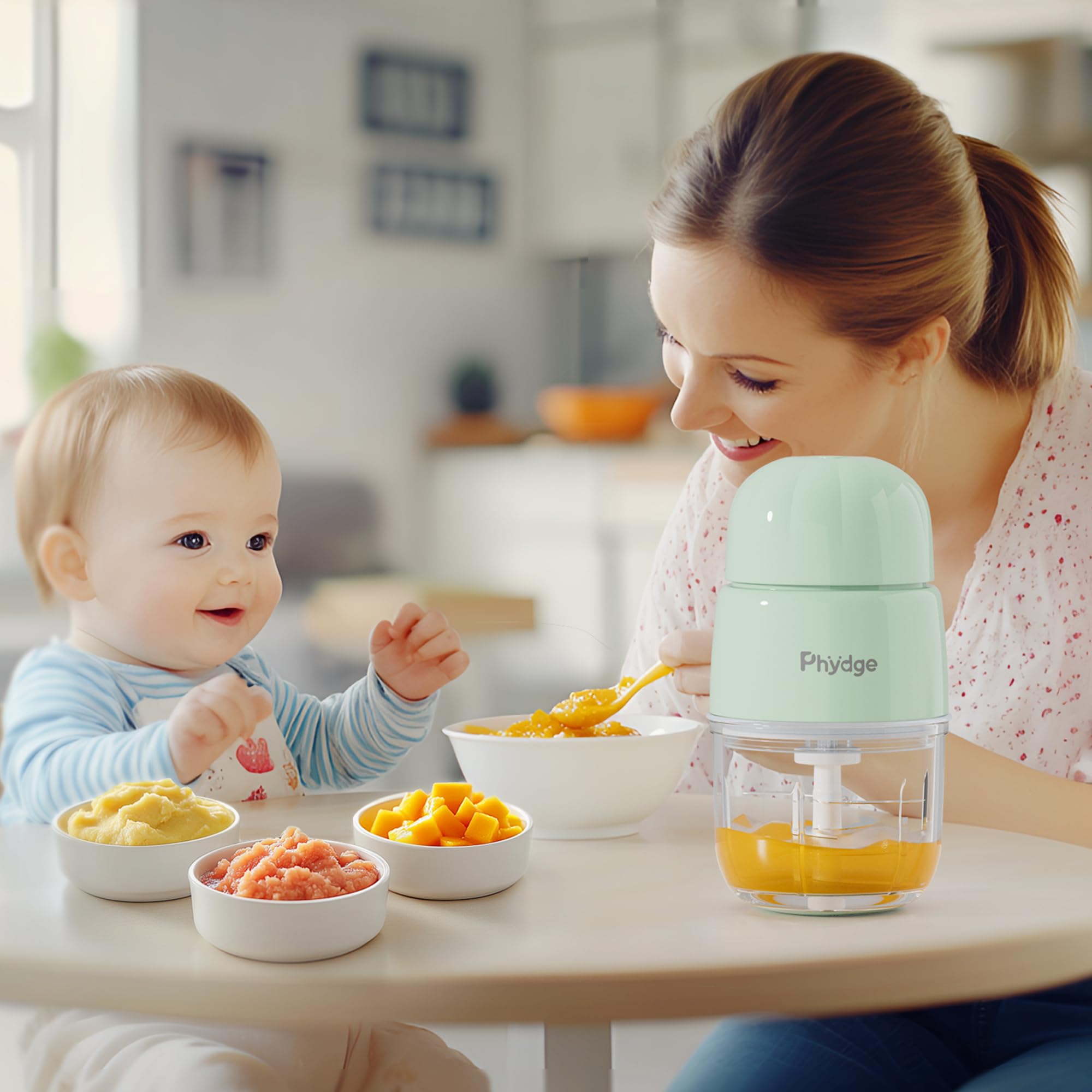 Phydge baby food maker portable-design fits compact counters and small kitchens.