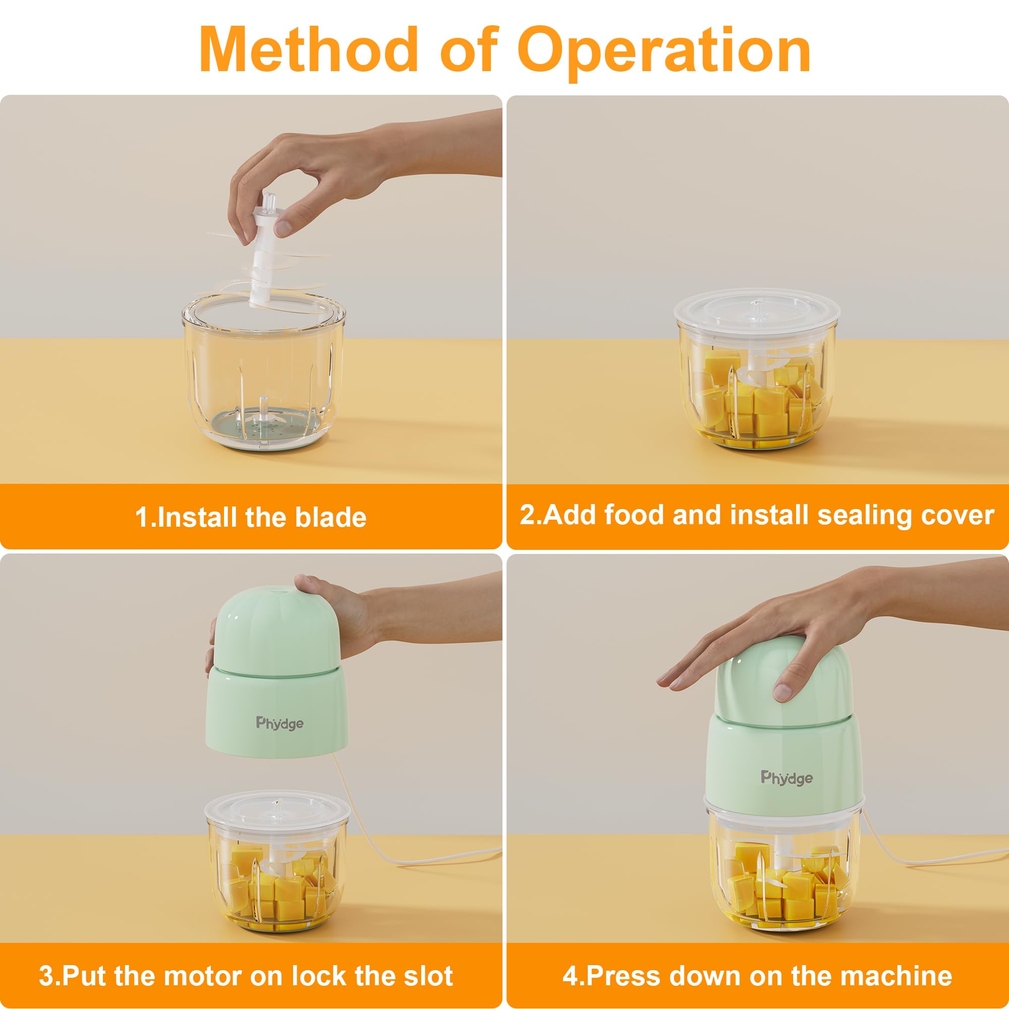 Phydge baby food maker quiet-operation supports nap-time meal prep.