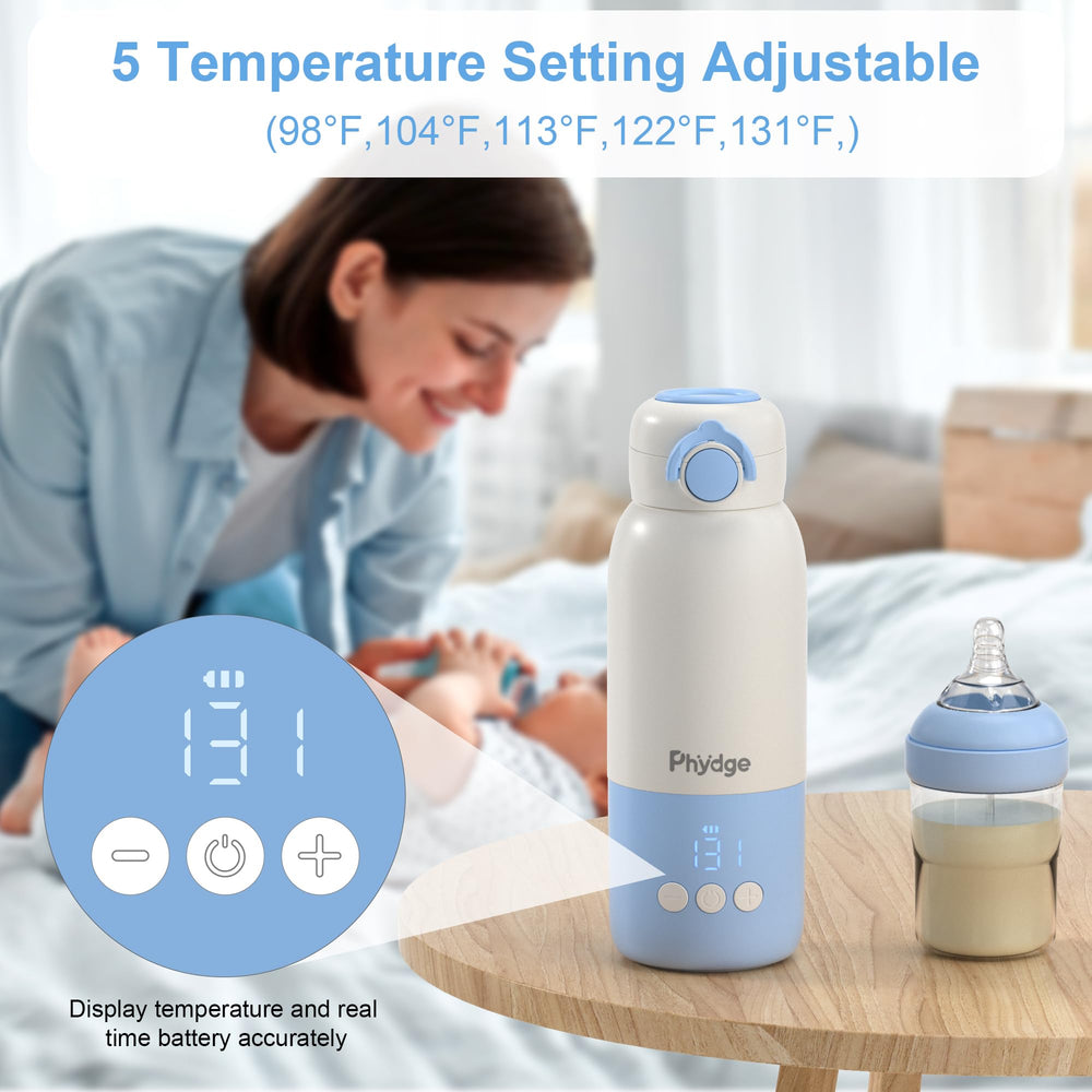 Phydge travel milk warmer showcases compact design for staying organized during trips.