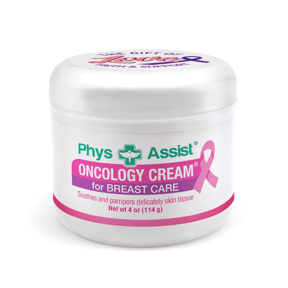 PhysAssist Oncology Cream breast-care jar shows velvety texture for gentle, deeply hydrating breast care.