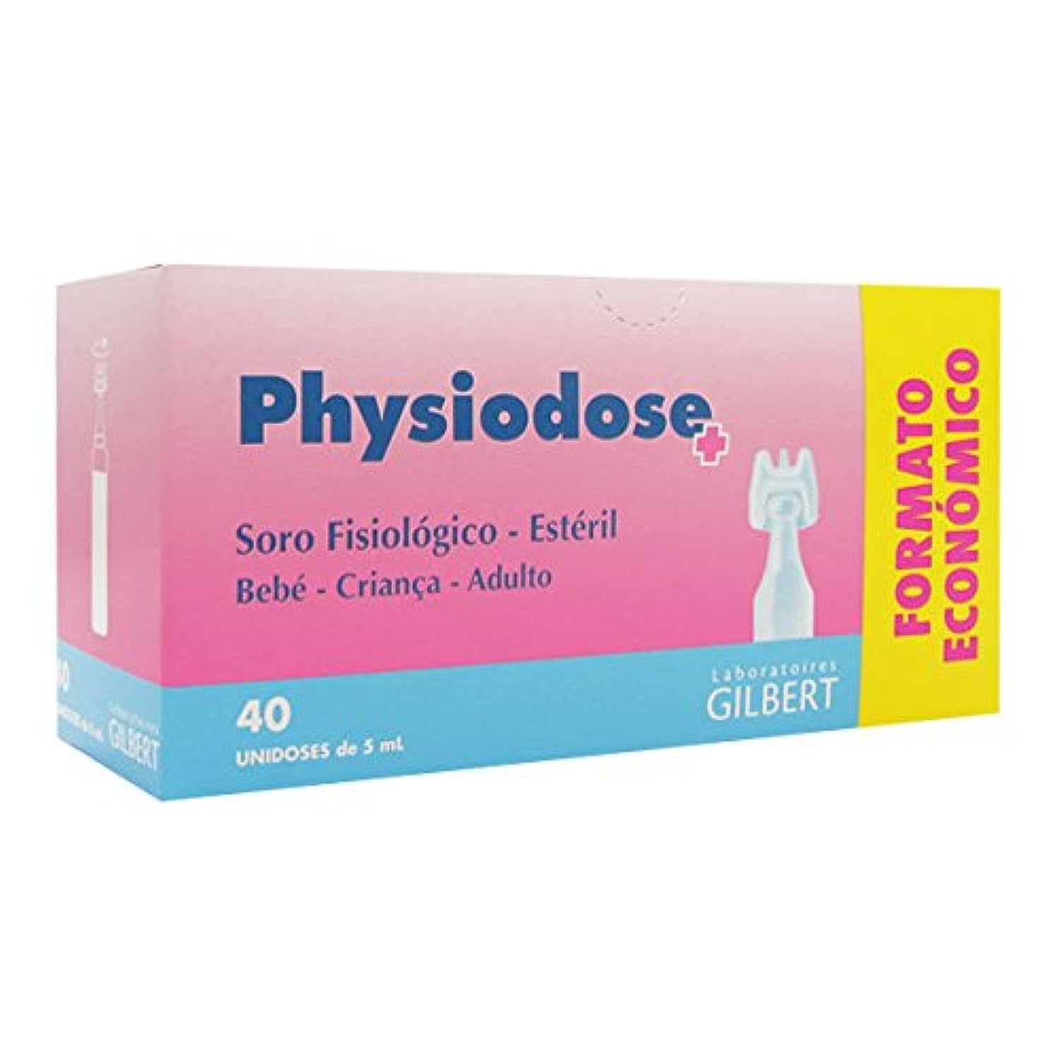 Physiodose physiological serum monodose pack for convenient nasal and ocular hygiene.