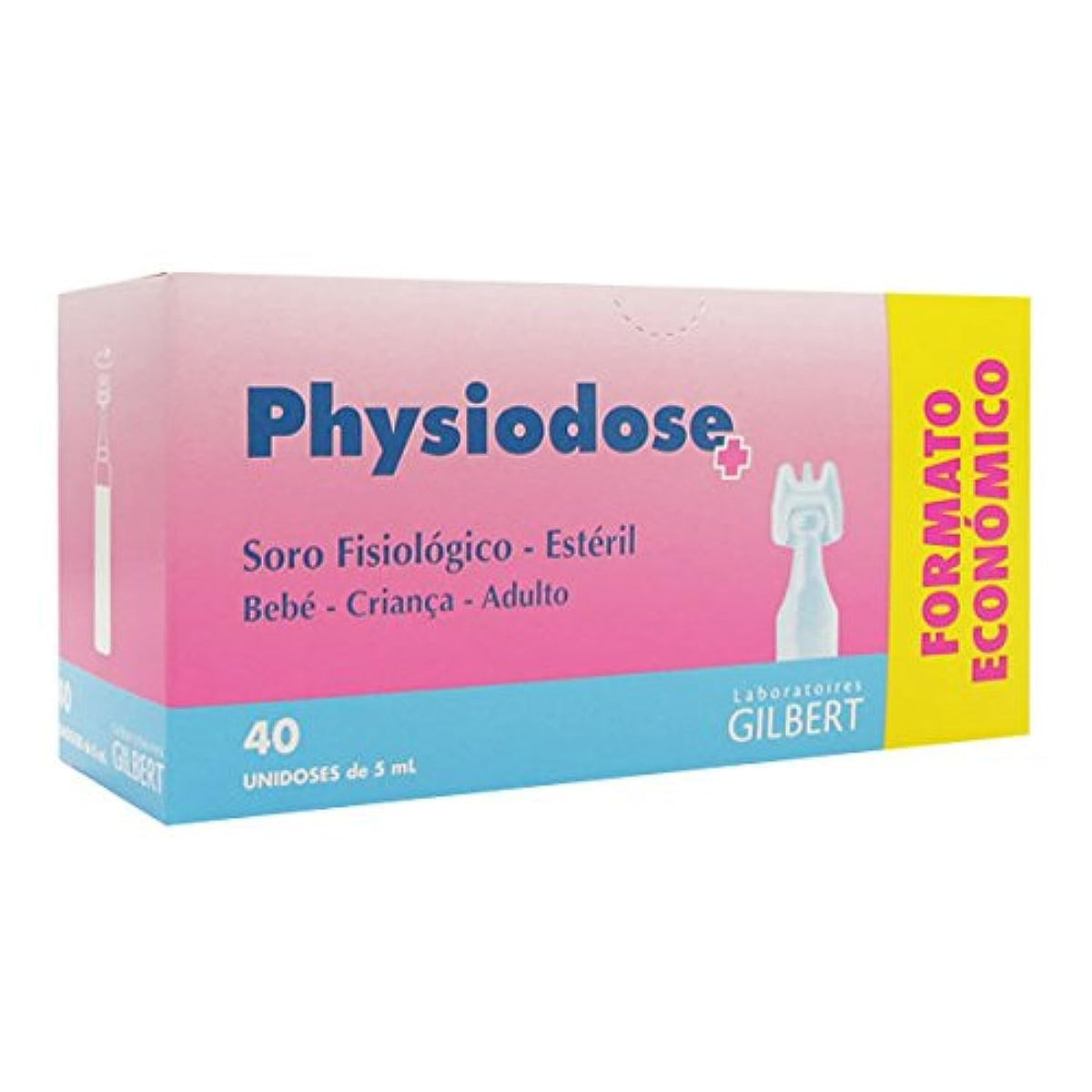 Physiodose physiological serum monodose pack for convenient nasal and ocular hygiene.