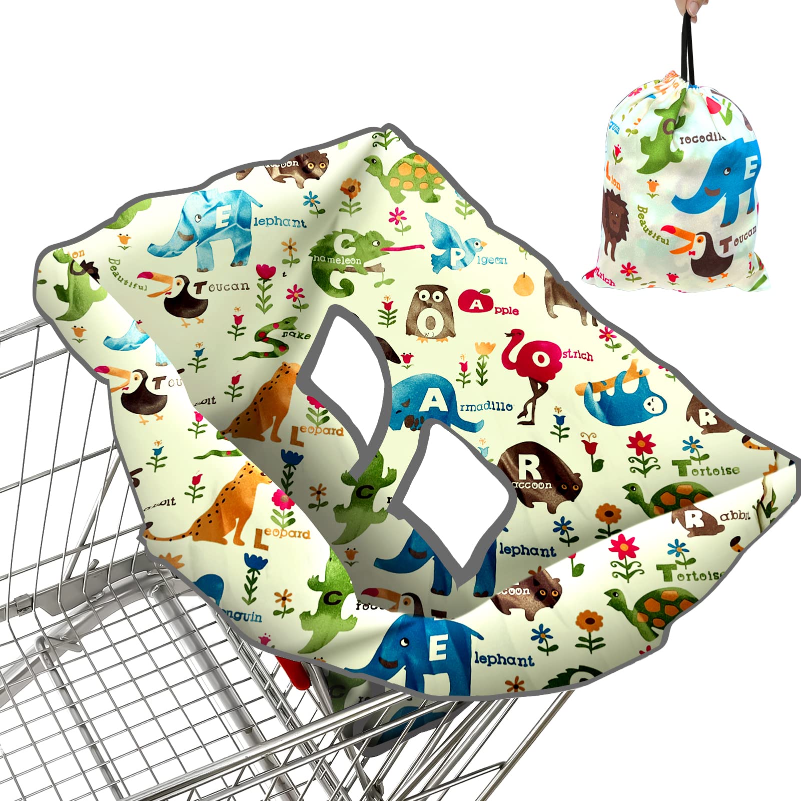 PICcircuit shopping cart cover front view protects baby from dirty surfaces.
