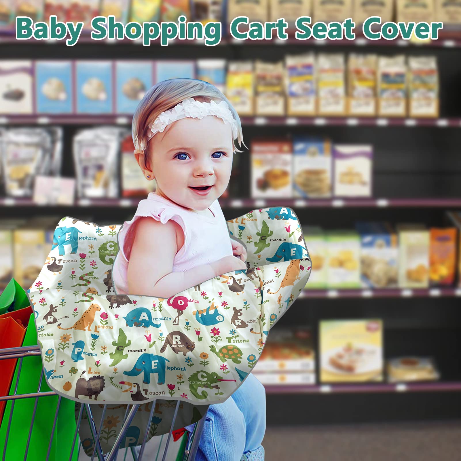 PICcircuit shopping cart cover on cart seat for quick, clean shopping.