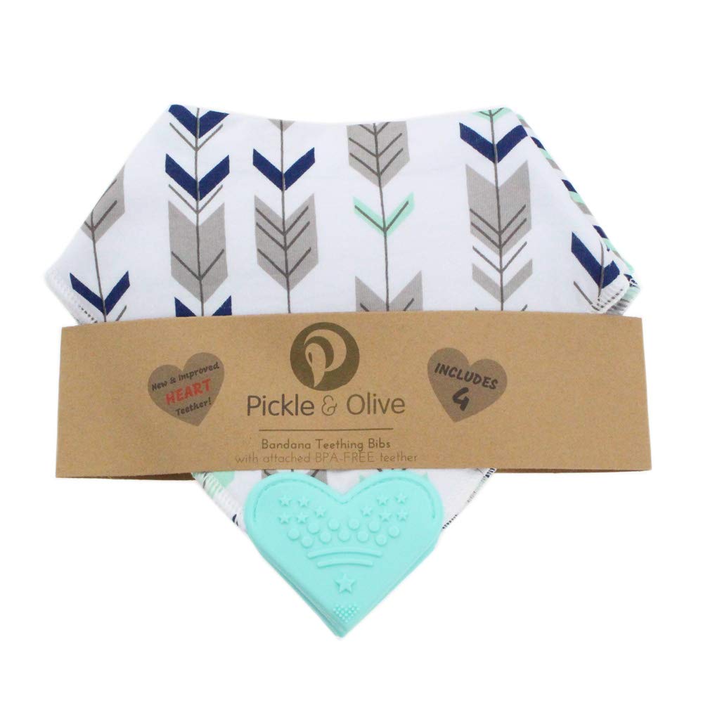 Pickle & Olive blue deer four-pack bibs with varied patterns.
