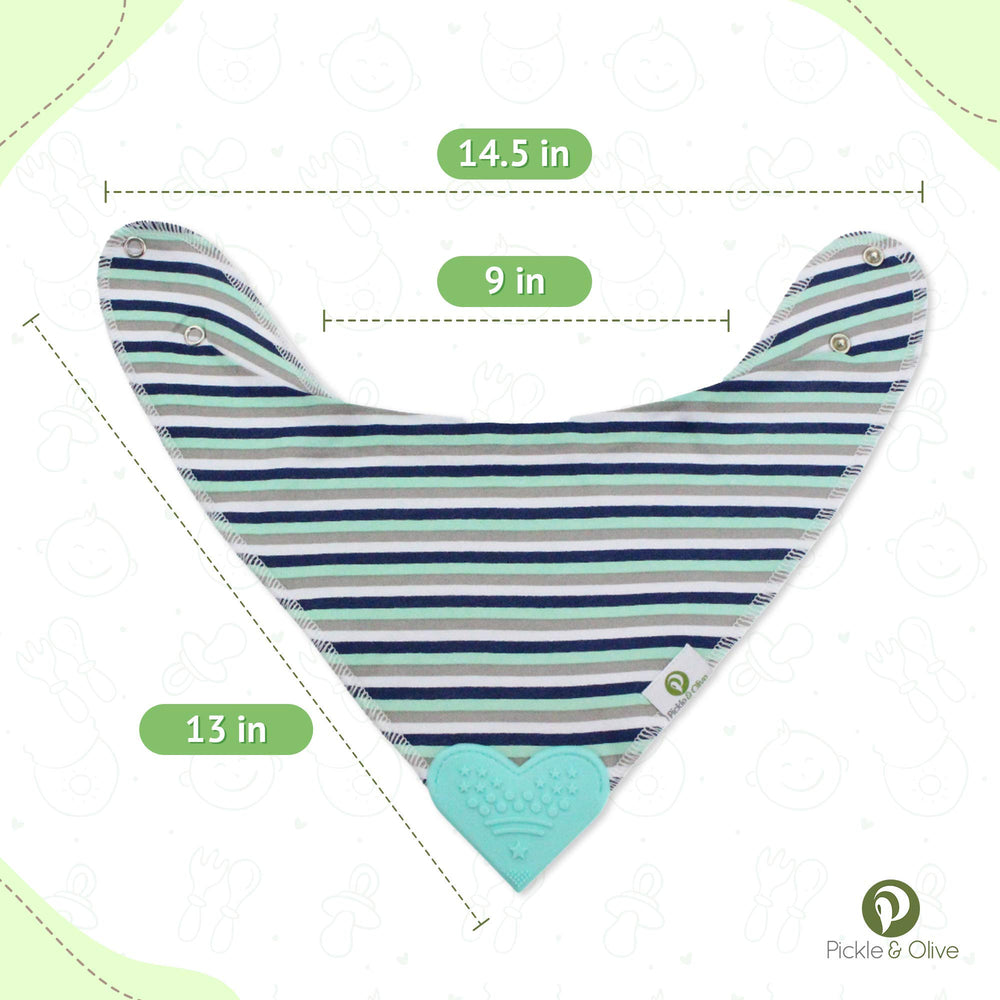 Pickle & Olive blue deer bib front shows absorbent cotton material.