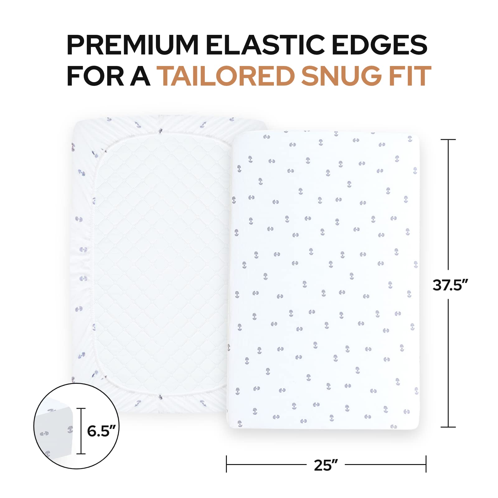 Pickle & Pumpkin fitted sheet with elastic stays snug through day and night.