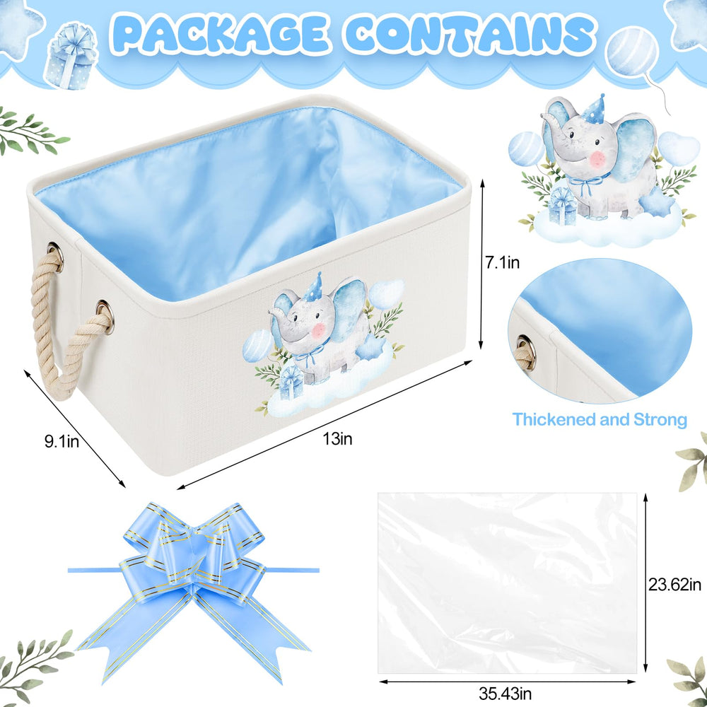 Pickmesh gift bag with pull bow in blue elephant theme ready for gifting.