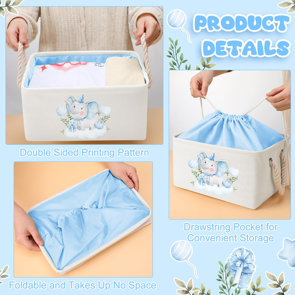 Pickmesh blue elephant-pattern storage basket enhances home decor while organizing essentials.