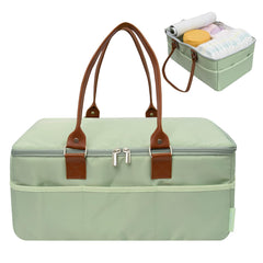 Picsthetic diaper bag organizer green front view shows roomy compartments for baby essentials