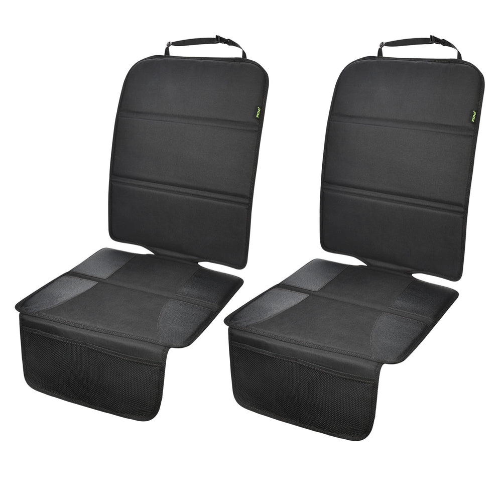 PIDO car seat protector with thick padding protects leather seats during car rides.