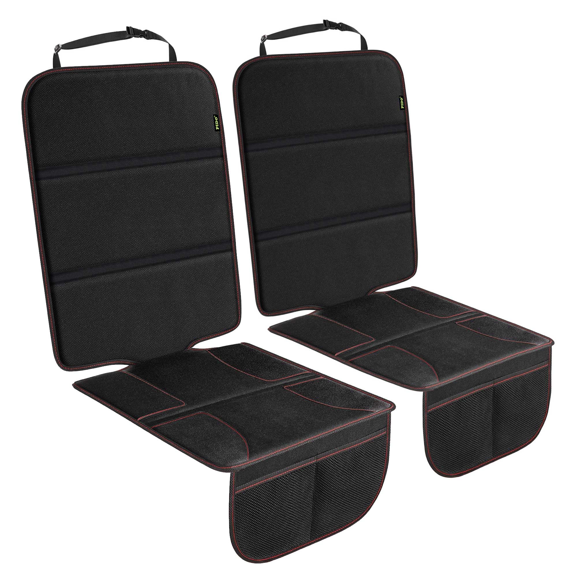PIDO car seat protector with thick padding shields leather seats from spills during travel.
