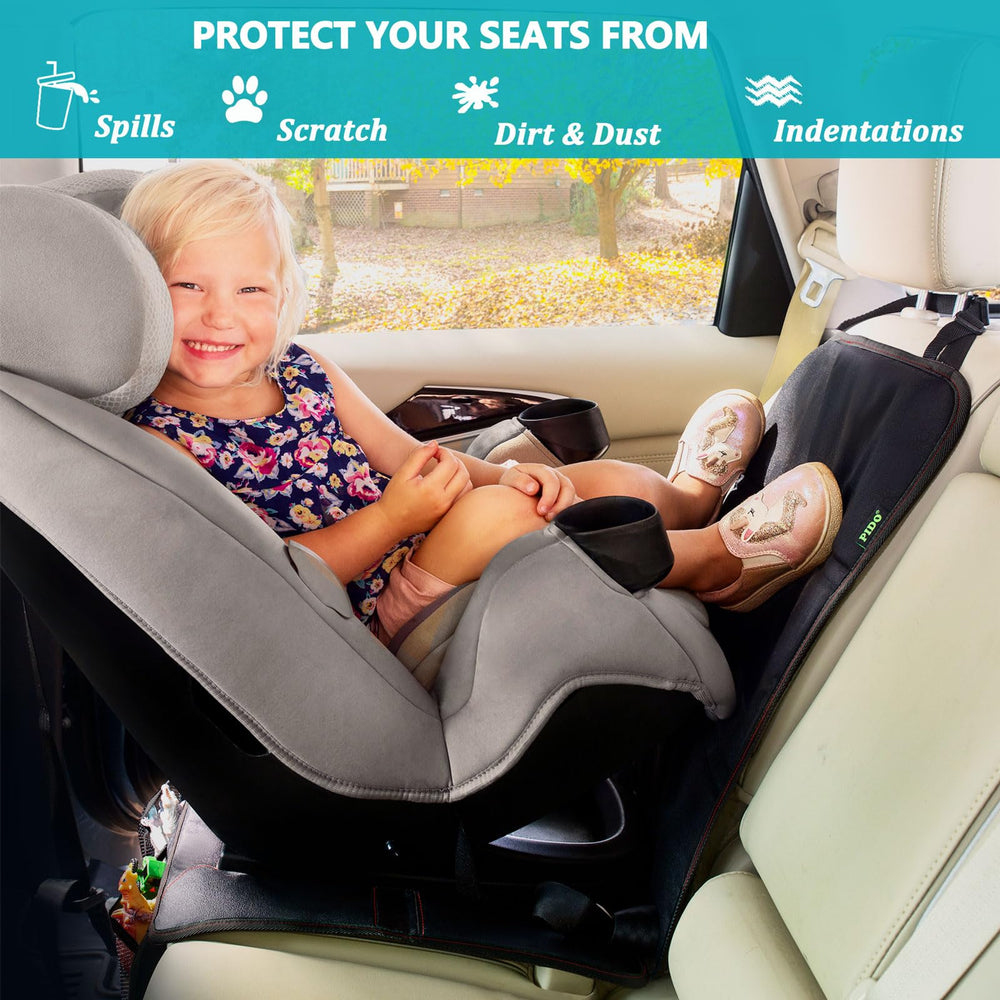 PIDO car seat protector universal fit accommodates most vehicles with easy installation.