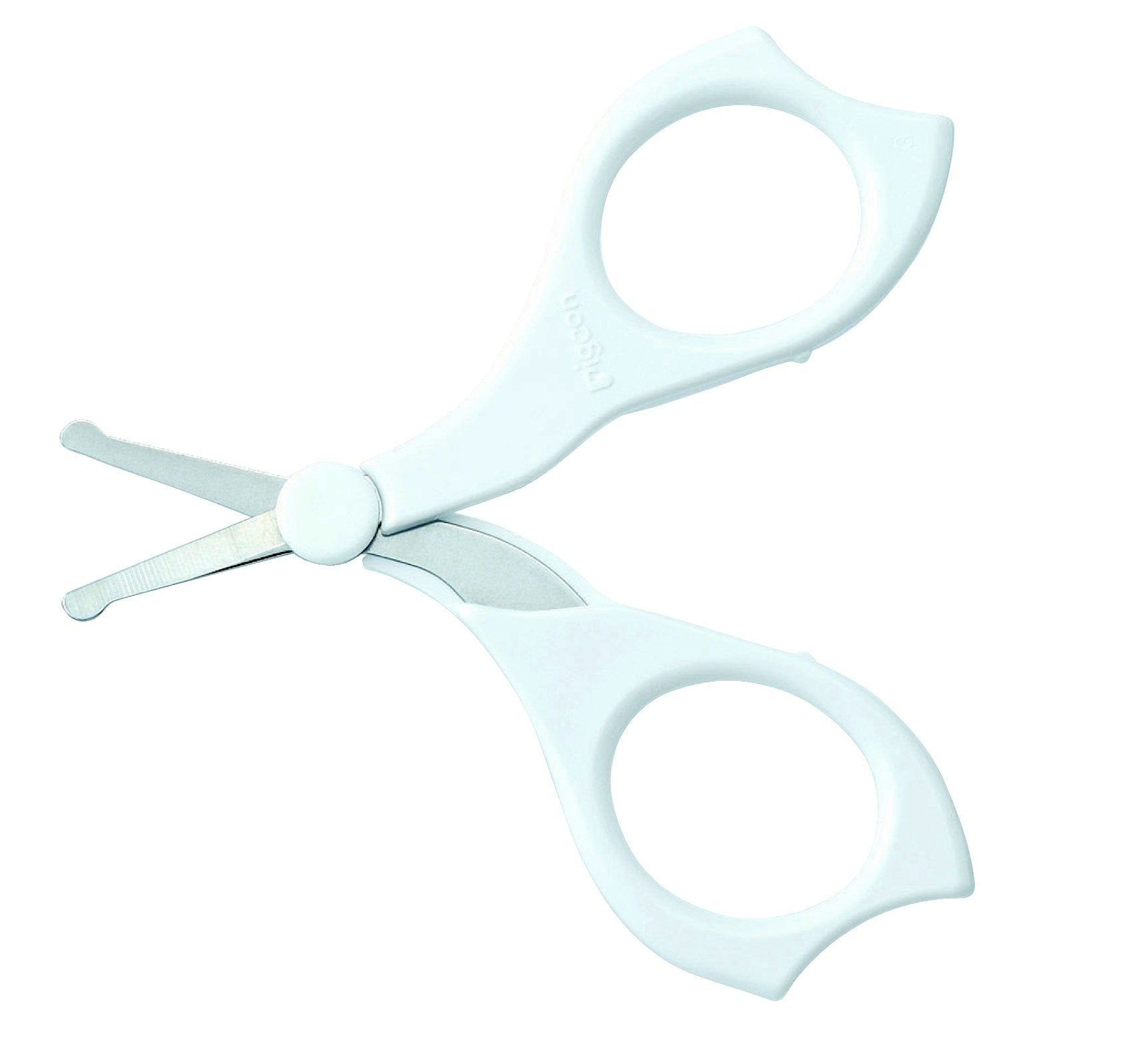 Pigeon baby nail scissors white rounded-tip close-up for gentle trimming