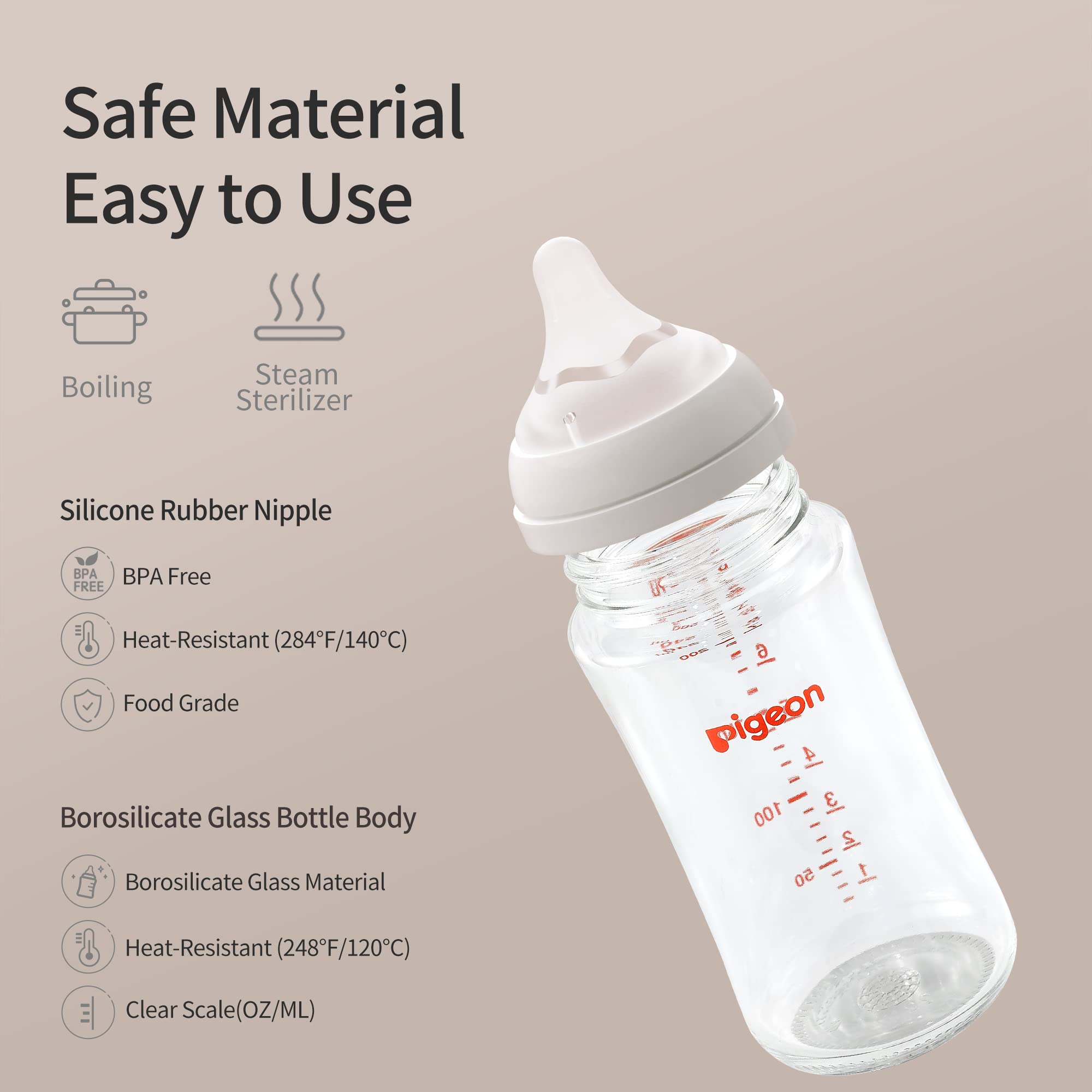 Pigeon glass nursing bottle pack of 2 for convenient feeding.