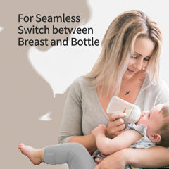 Pigeon soft silicone nipple close-up showing latch-on line for natural feeding.