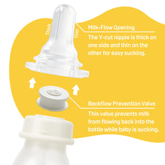 Pigeon 100% silicone BPA-free nipples supporting comfortable sucking.