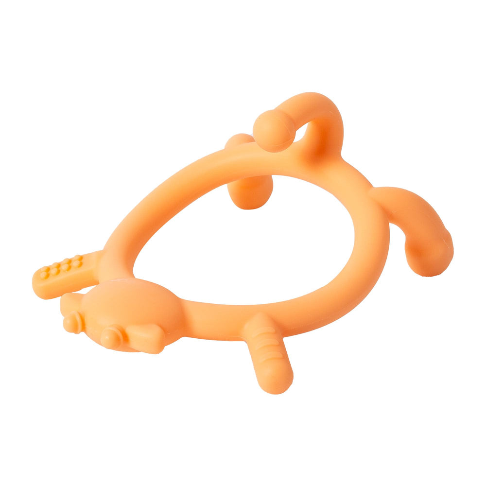 Pigeon Orange Deer teether with textured surfaces for gentle gum relief.