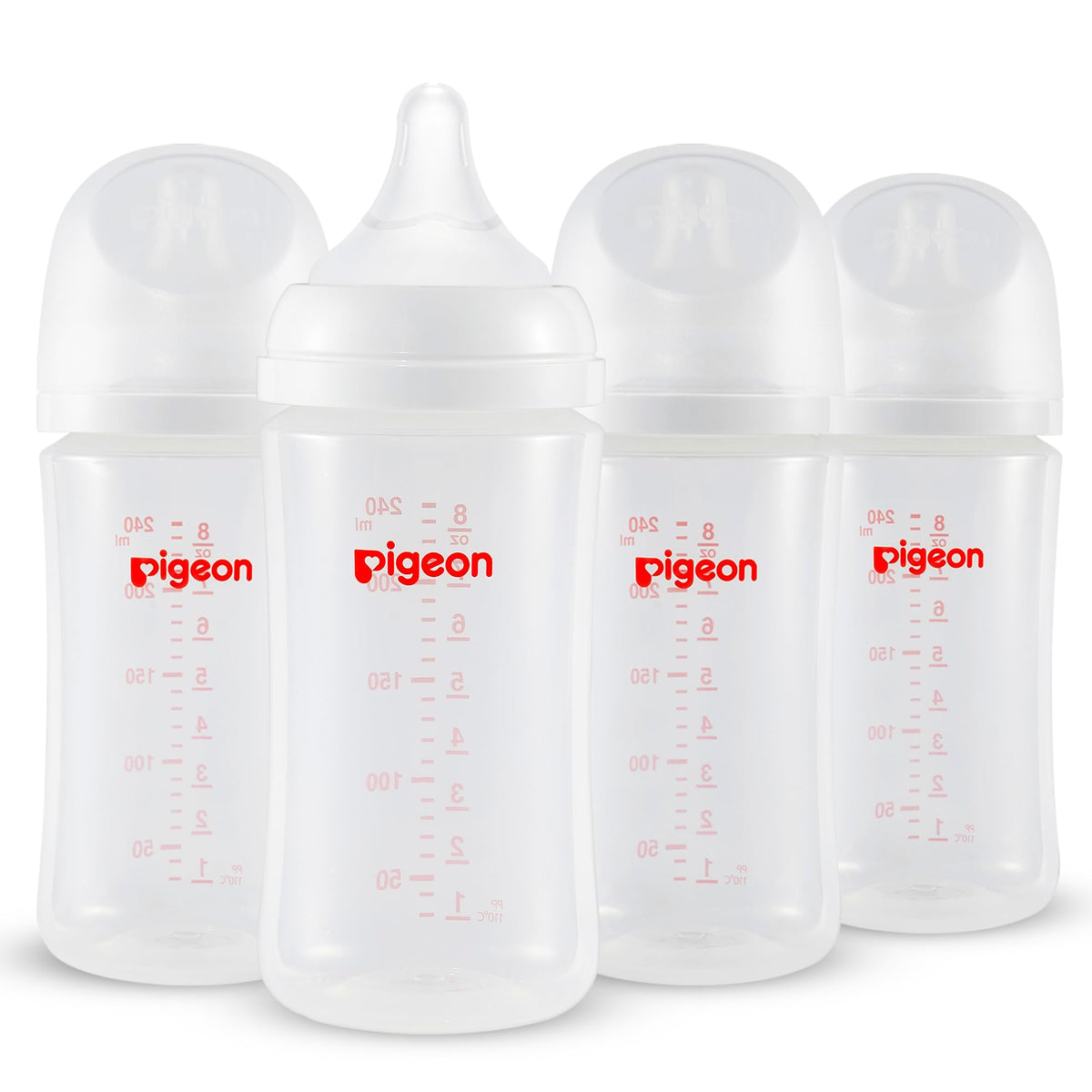 Pigeon PP nursing bottle wide-neck front view with easy grip and clean design.