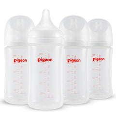Pigeon PP nursing bottle wide-neck front view with easy grip and clean design.