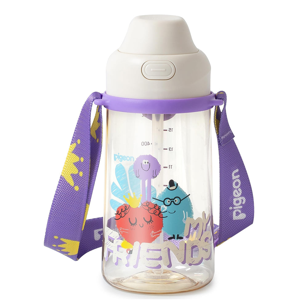 Pigeon PPSU kids water bottle front view showing durable daily hydration for school
