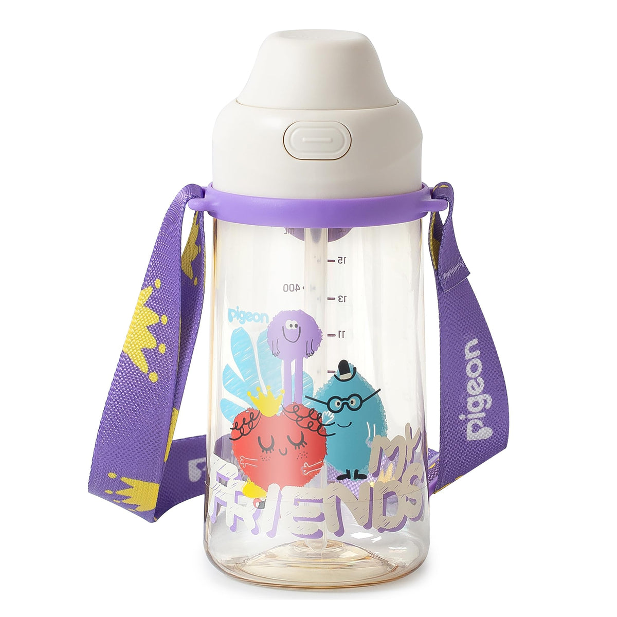 Pigeon PPSU kids water bottle front view showing durable daily hydration for school