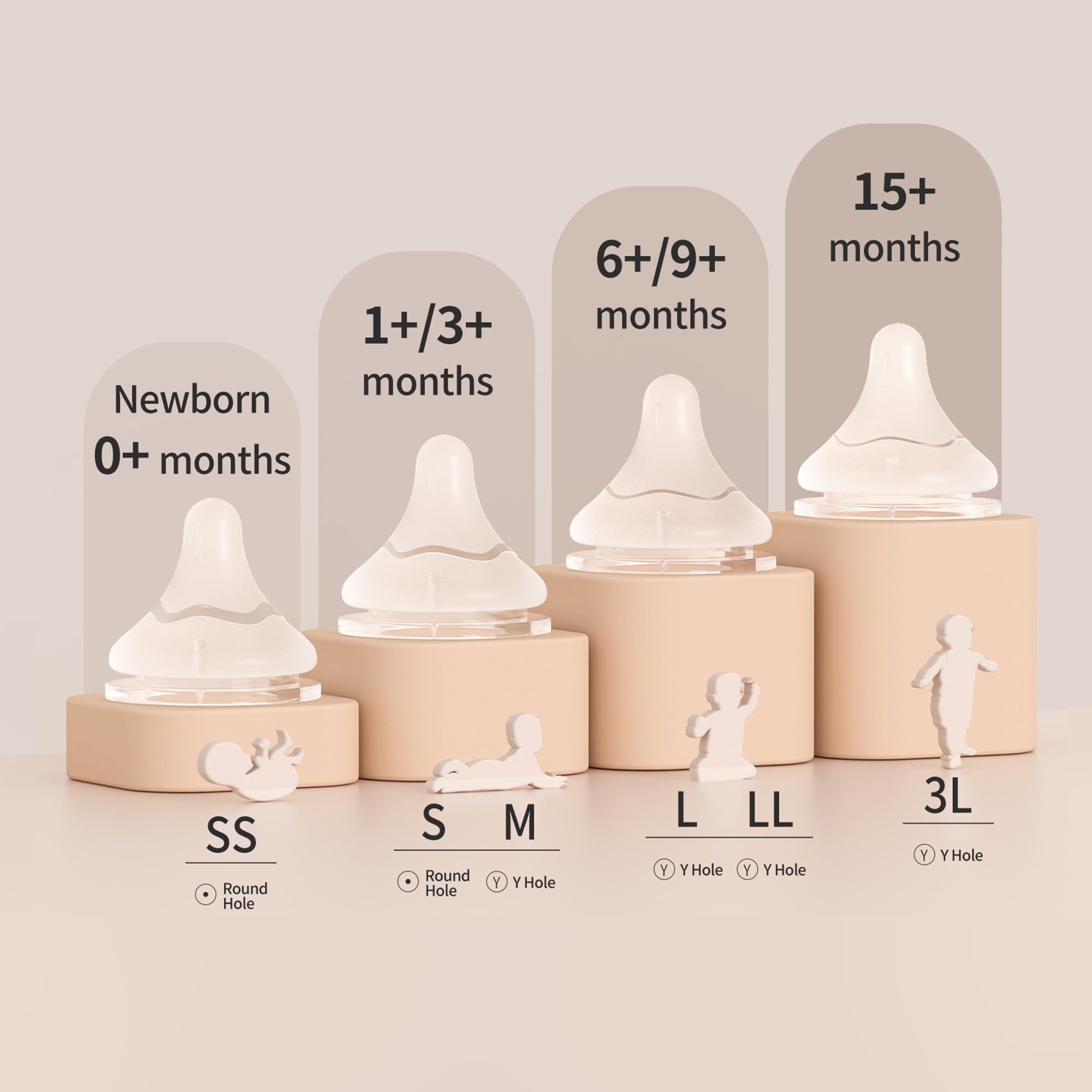 Pigeon silicone nipple LL for 9 months+ babies.