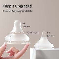 Pigeon silicone nipple LL anti-colic vent reduces swallowed air for comfortable feeds.