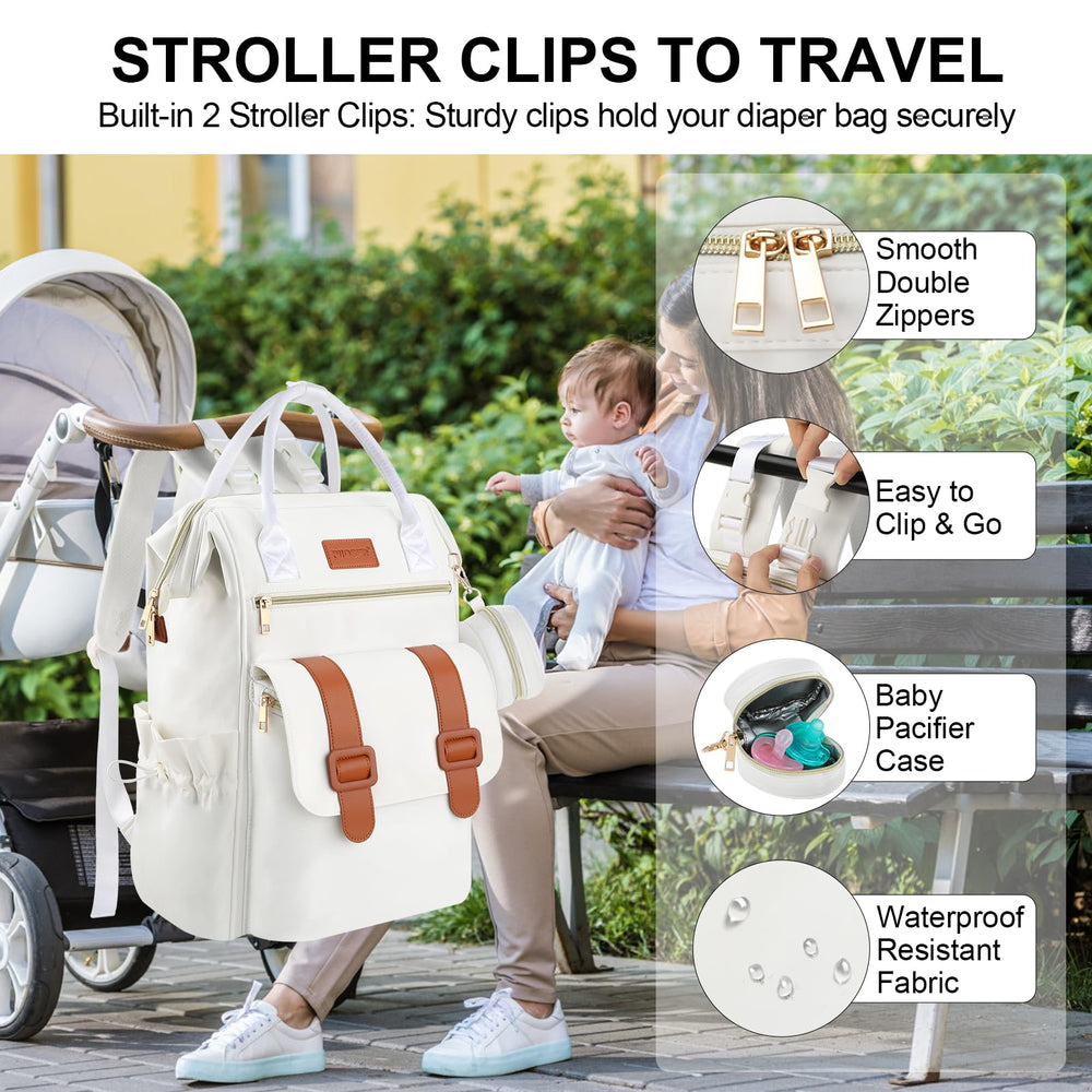 PIIOSER 13-pocket storage in cream highlights organized space for bottles and wipes