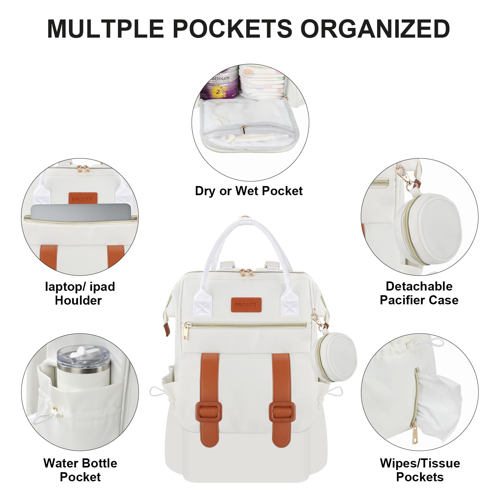 PIIOSER detachable pacifier case in cream keeps small items organized