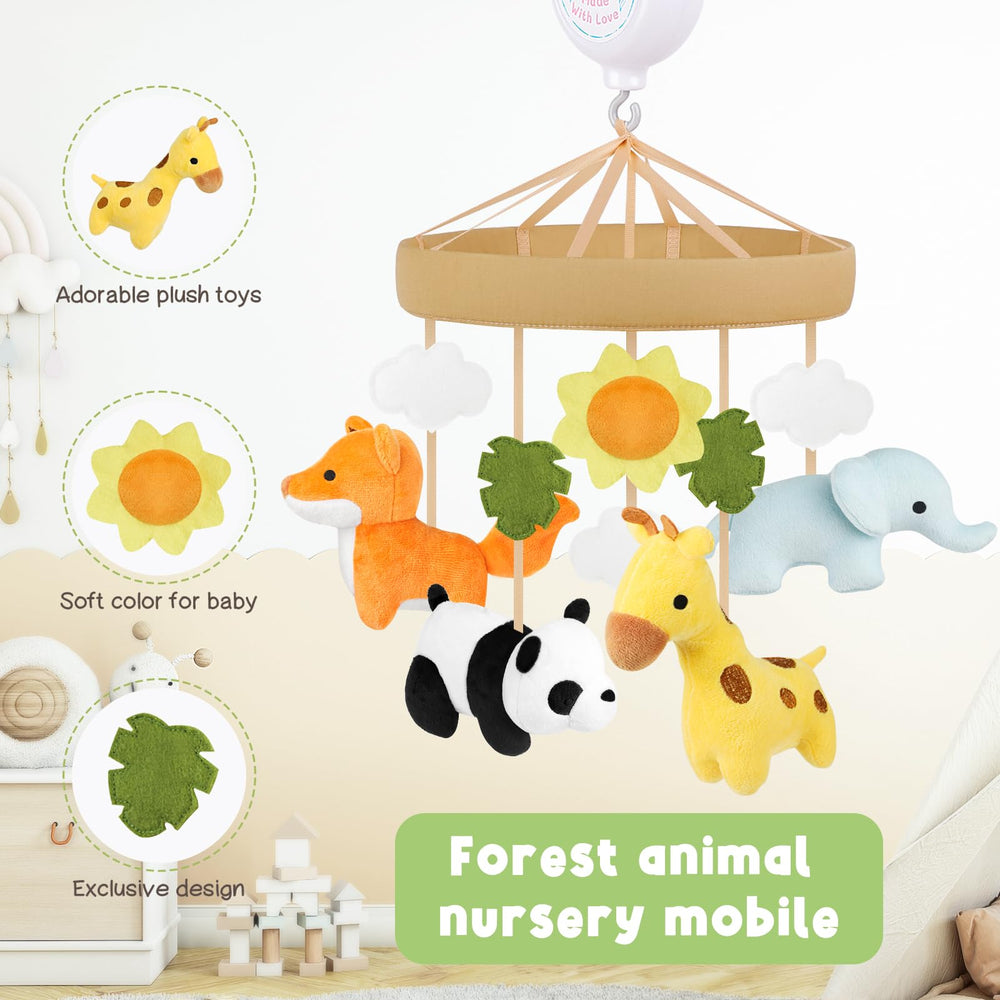 PIIKAGO Animals crib mobile giraffe plush toys spark early recognition with bright colors.