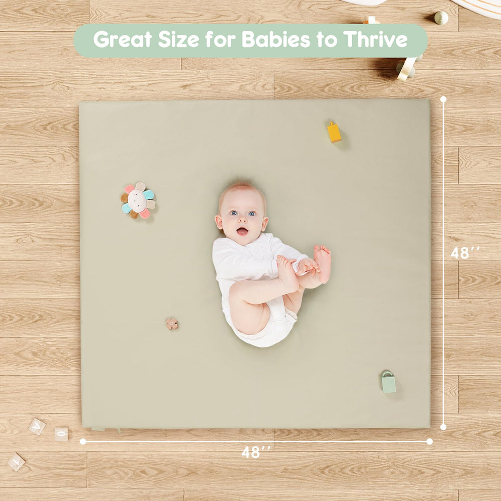 PIIKAGO padded baby play mat anti-slip bottom keeps surface in place during play.